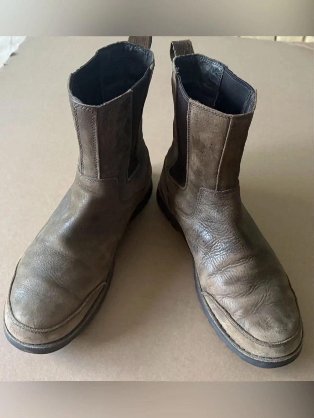 Ugg Herrick Chelsea Boots Mens Brown Leather Rugged Casual Pull On Ankle 11.5
